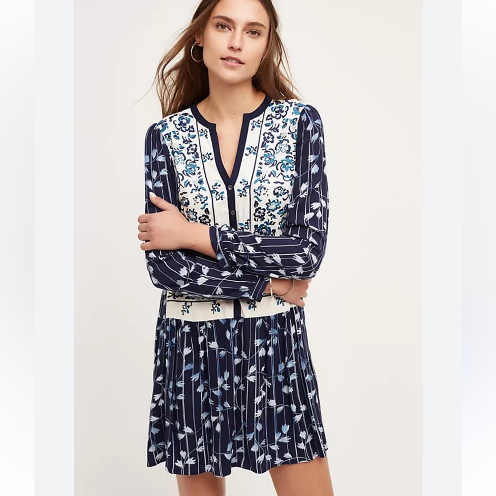 Anthropologie Tiny Embroidered Semele Shirtdress
